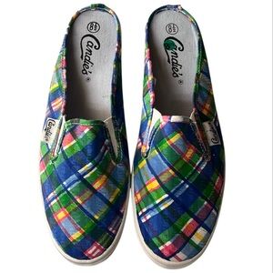 Candies Plaid Canvas Slip On Flats Size 8.5